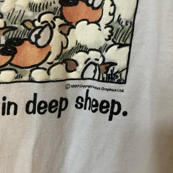 Vintage 1997 Herd of Laughter Deep Sheep T-shirt Womens L 90s Funny Novelty Tee - Picture 3 of 9